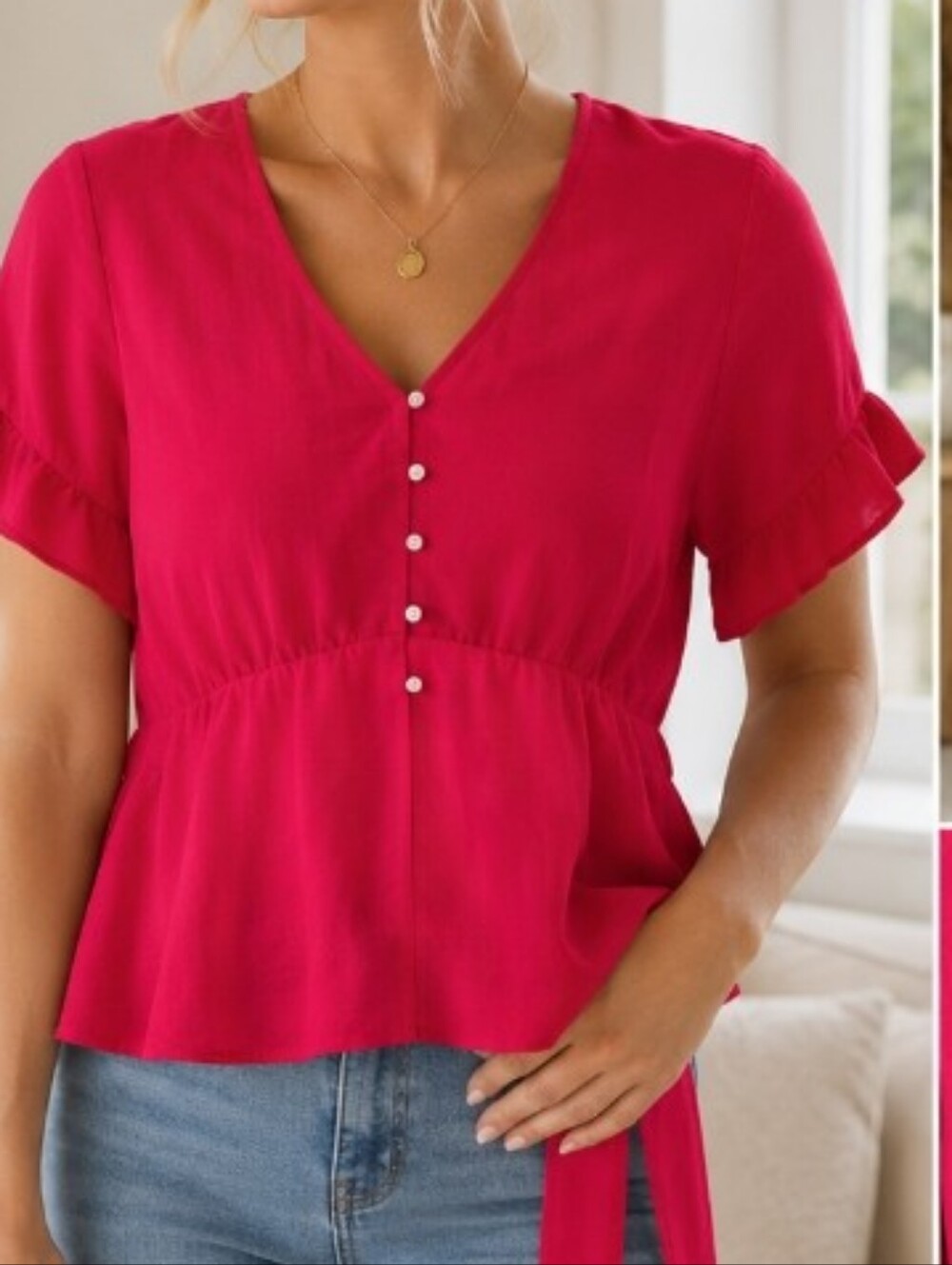 Sweet Pea by Stacy Frati New York & Company Fuscia Wrap Tie Blouse XL NWT